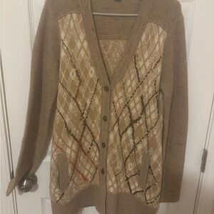 We The Free Tan and Cream Cardigan Sweater